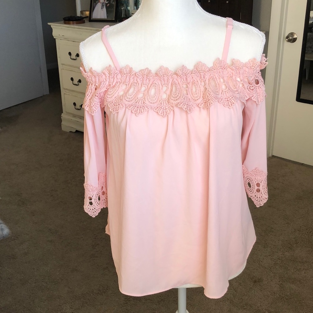 Gorgeous pink off-shoulder top with embellishment
